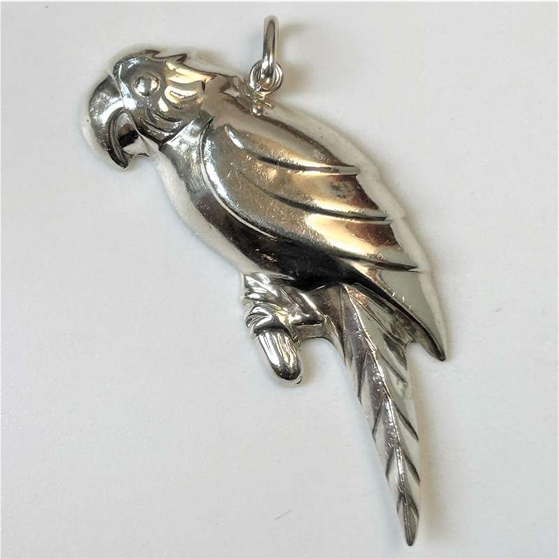 Large Sterling Silver Parrot Pendant