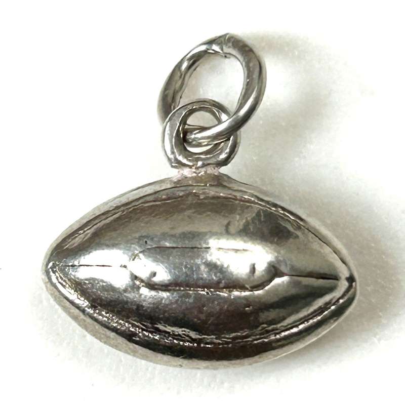 Miniature Silver Rugby Ball Charm Pendant