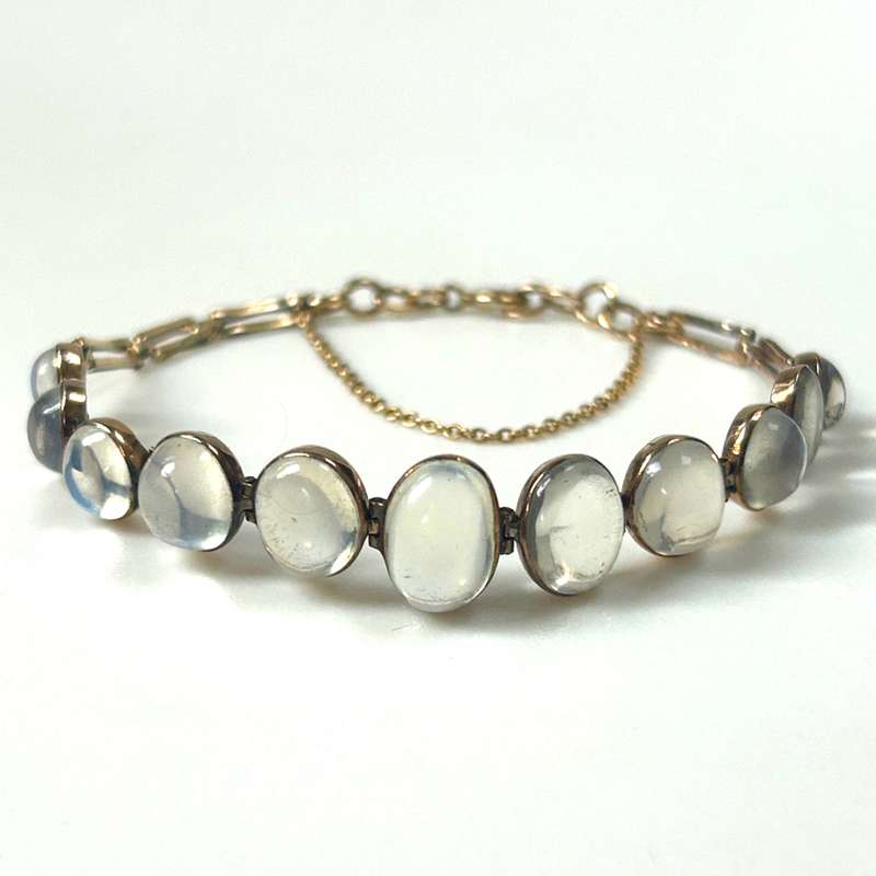 Antique 9ct Yellow Gold and Moonstone Bracelet