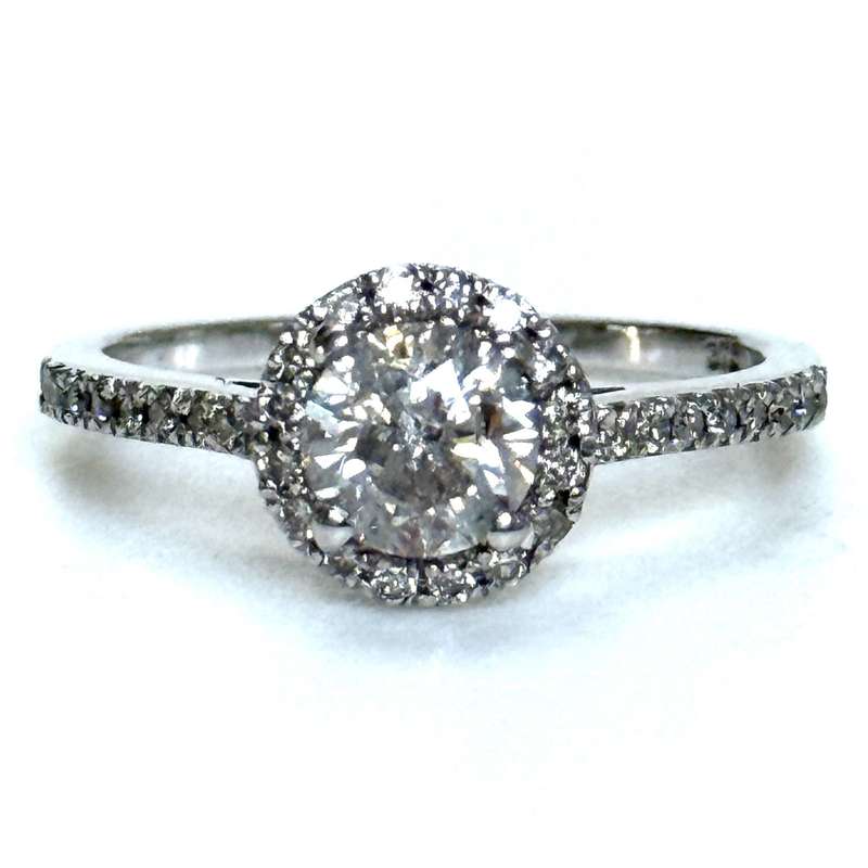9ct White Gold and Diamond Halo Ring