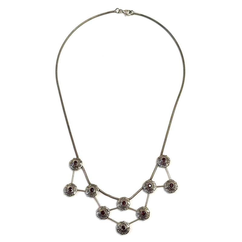 Sterling Silver and Garnet Necklace