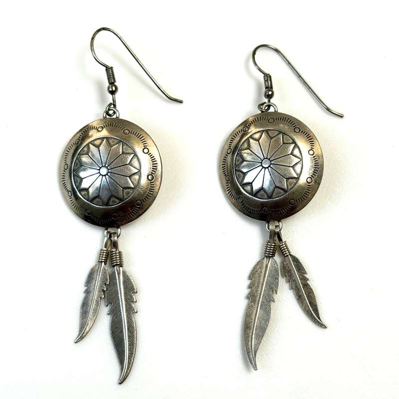Silver Native American Navajo Drop Earrings