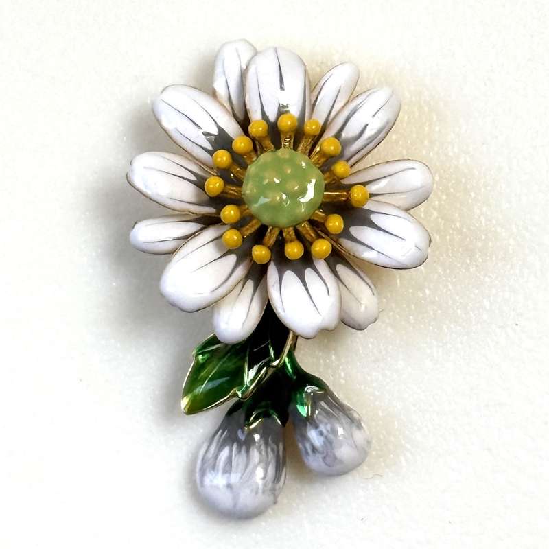 Sterling Silver-Gilt and Enamel Daisy Pendant
