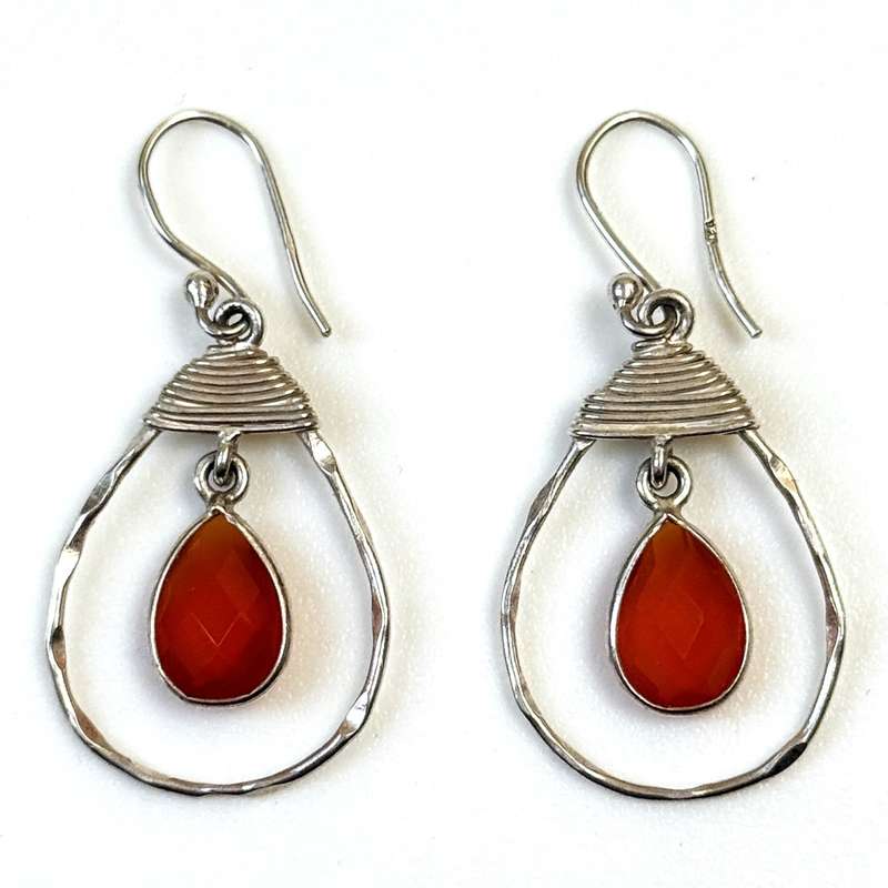 Sterling Silver and Carnelian Drop Earrings