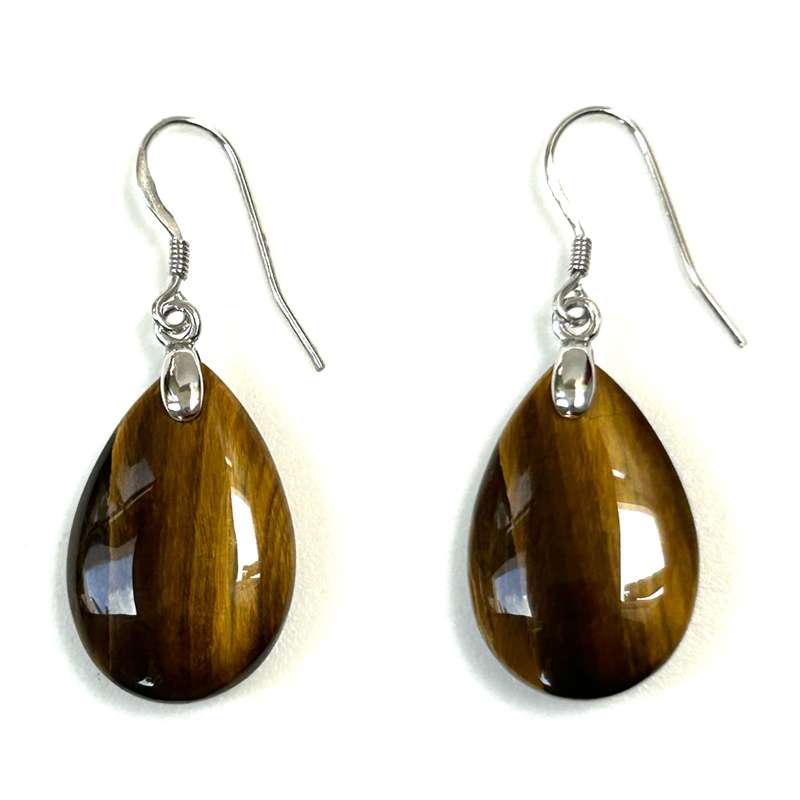 Sterling Silver and Tigers Eye Drop Earrings