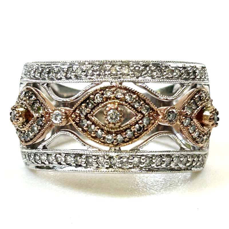 Vintage 9ct White and Rose Gold and Diamond Ring