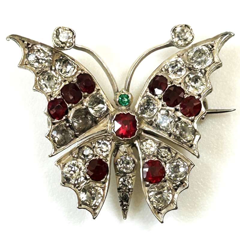 Vintage Silver and Crystal Butterfly Brooch