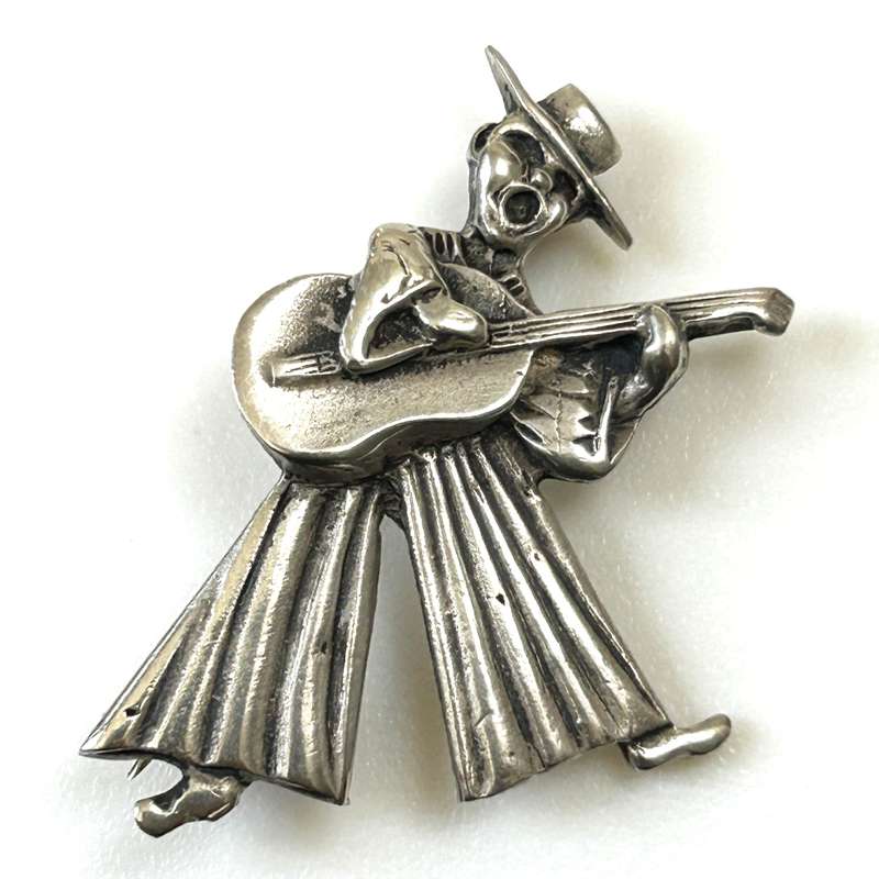 Vintage Silver Guitar Player Brooch by Candida