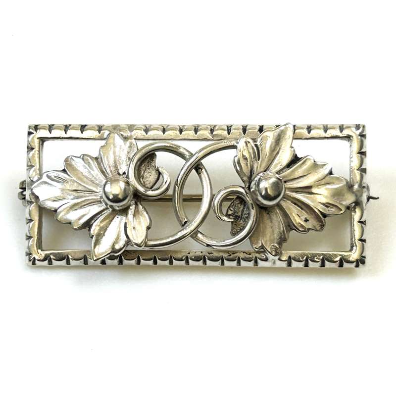 Vintage Silver Two Leaf Brooch by Candida