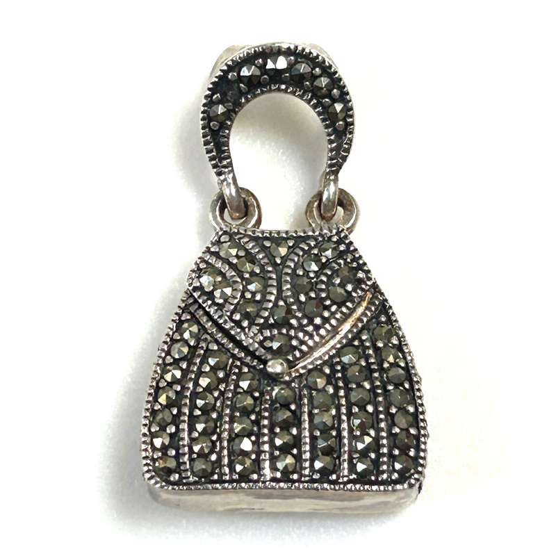 Sterling Silver and Marcasite Handbag Locket Pendant