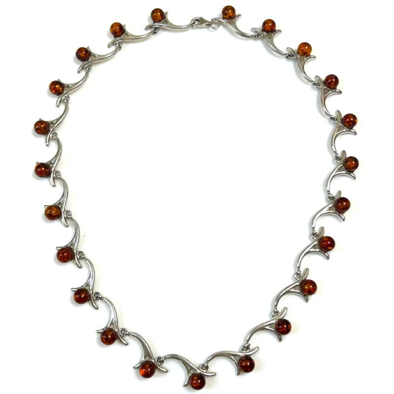 Sterling Silver and Amber Necklace