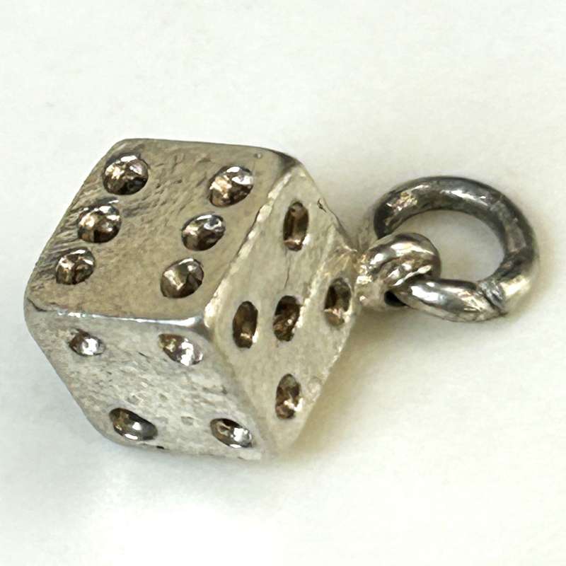 Miniature Silver Die Charm Pendant