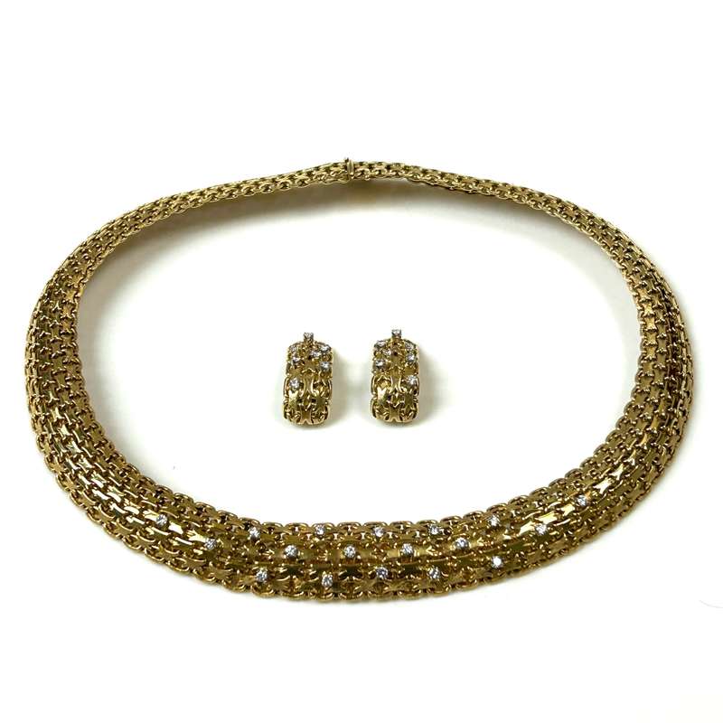 Vintage 18ct White Gold and Diamond Necklace and Earrings