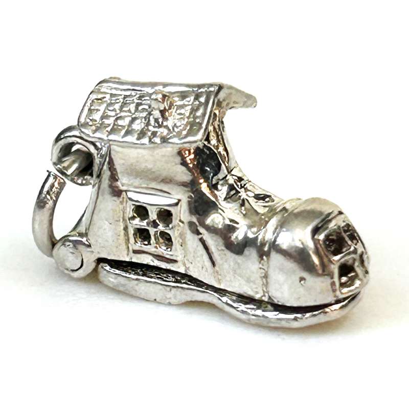 Miniature Silver Shoe House Charm Pendant