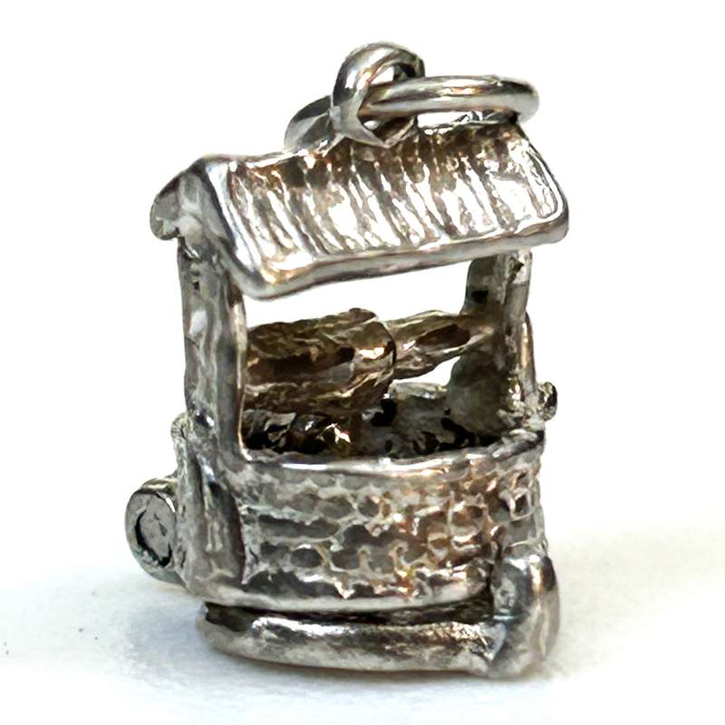 Miniature Silver Wishing Well Charm Pendant