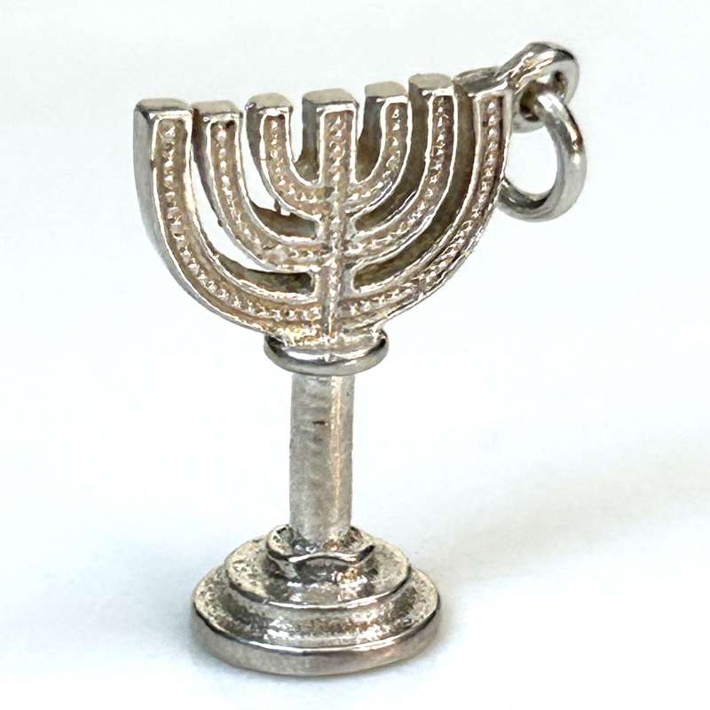 Miniature Silver Menorah Charm Pendant