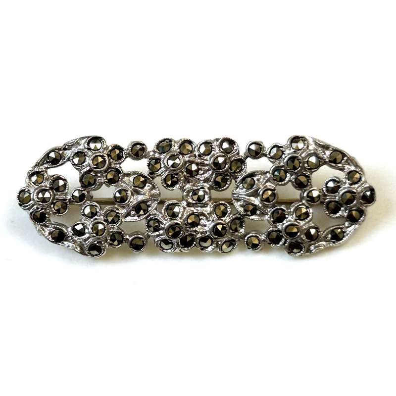 Vintage Silver and Marcasite Flower Brooch
