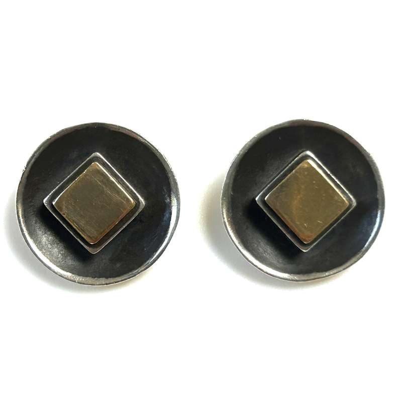 Margaret Richardson Silver and 9ct Gold Clip-on Earrings