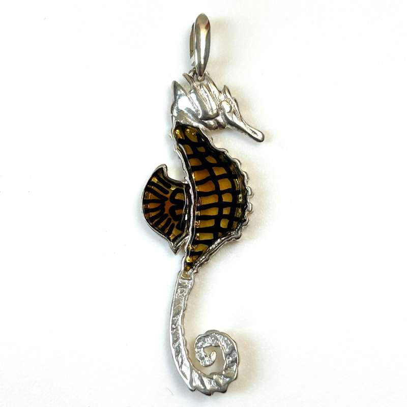 Sterling Silver and Amber Seahorse Pendant