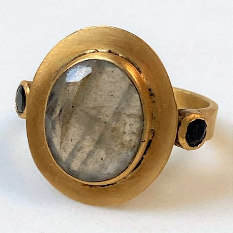 Gilded Copper and Labradorite Ring