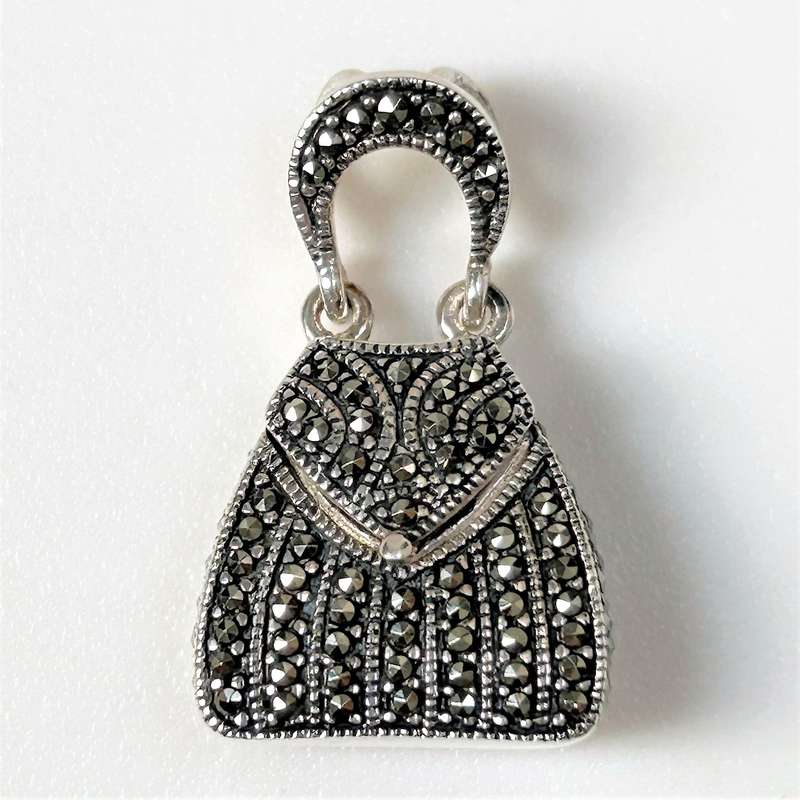 Sterling Silver and Marcasite Handbag Pendant