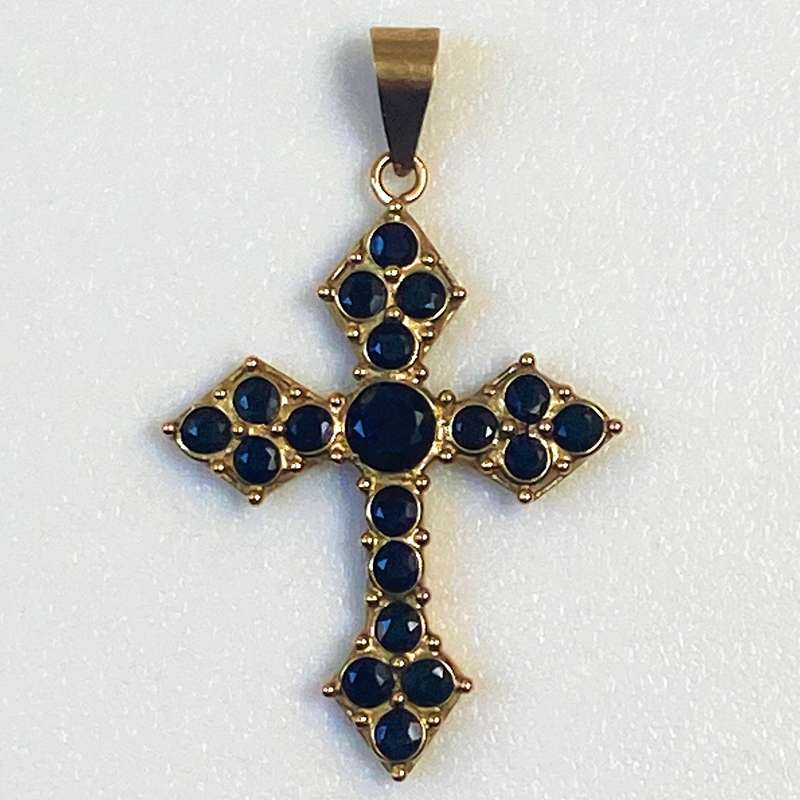 9ct Gold and Sapphire Cross Pendant