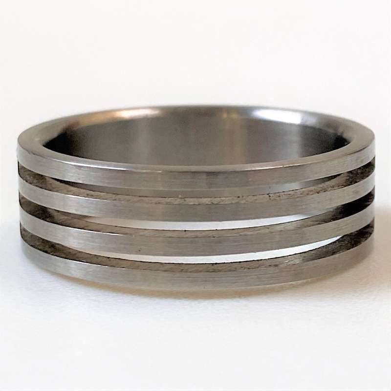 Stainless Steel Mens Ring with Slots