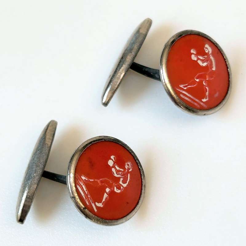 Vintage White Metal Boxing Cufflinks
