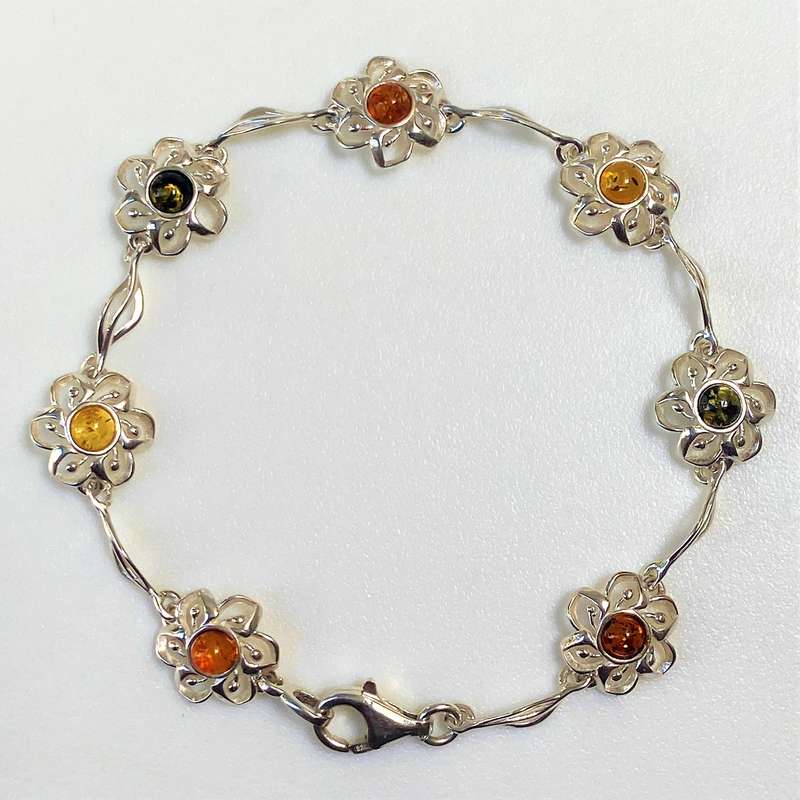 Silver and Amber Bracelet