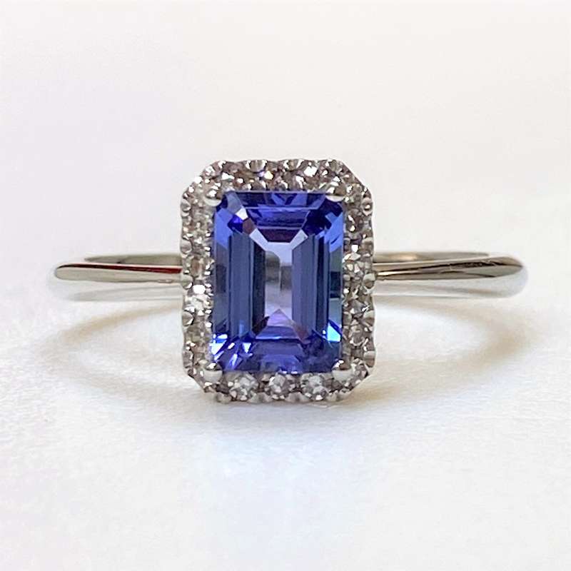 9ct White Gold, Tanzanite and Diamond Ring
