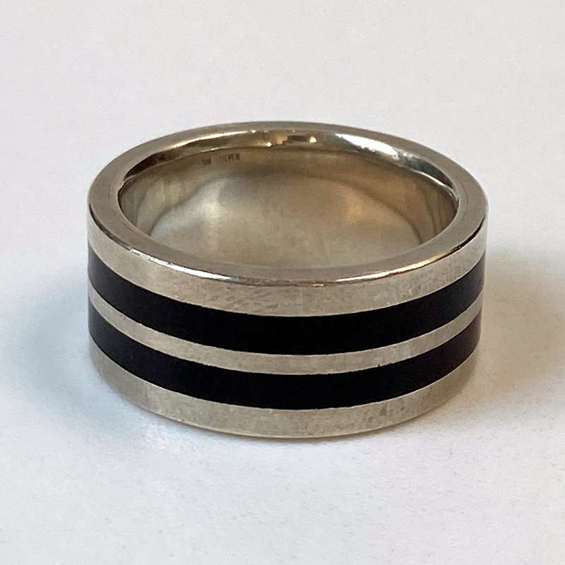 Silver and Zericote Wood Ring by Ivan Jeweller