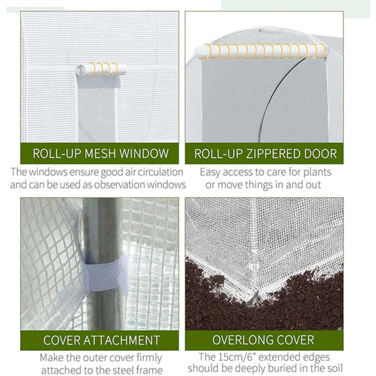 Green House Tunnel (3mx2mx2m) UV Polytunnel Kit