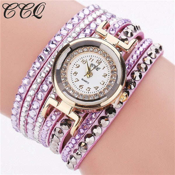 Ladies Crystal Bracelet Watch - Purple