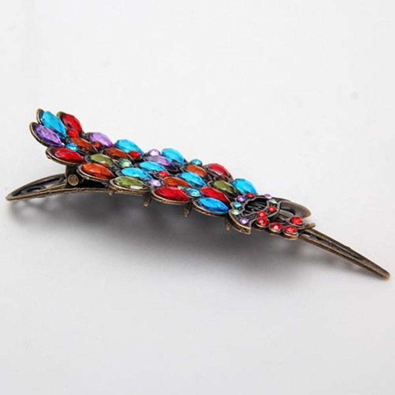 Rhinestone Peackock Hair Pin Hair Clips
