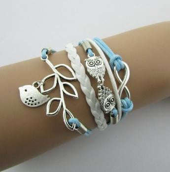 Leather Infinity Bracelets - Owls