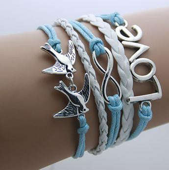 Leather Infinity Bracelets - Love & Birds