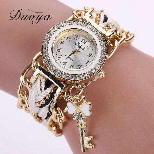Ladies Key Charm Watch - white