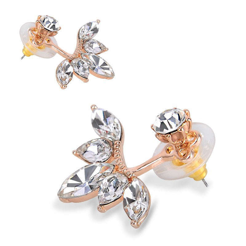 Sparkling Crystal Jacket Stud Earring - Gold