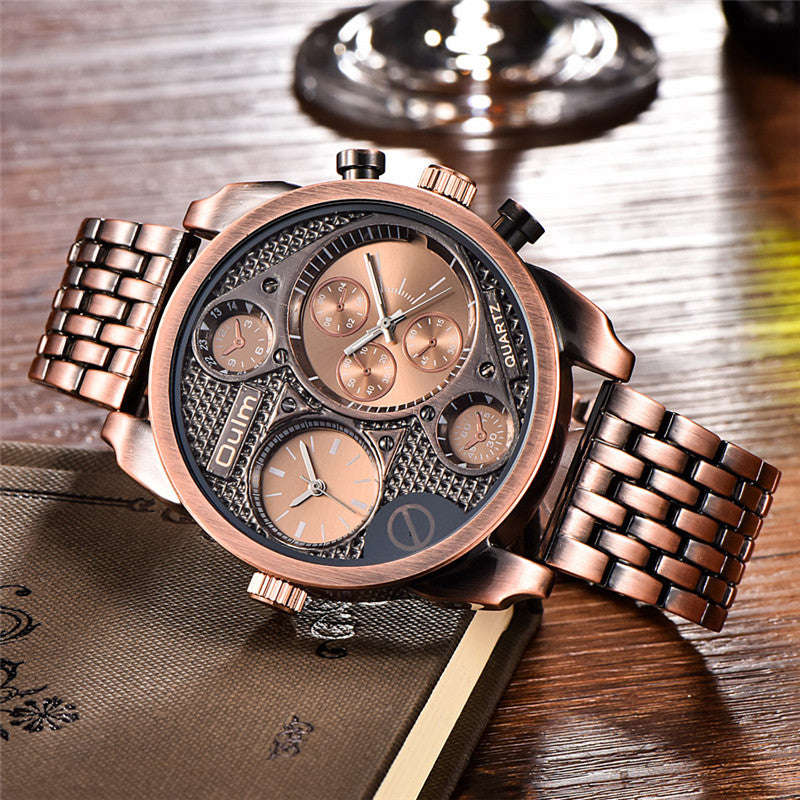 Men's Casual Military Dual Dial Watch - Bronze