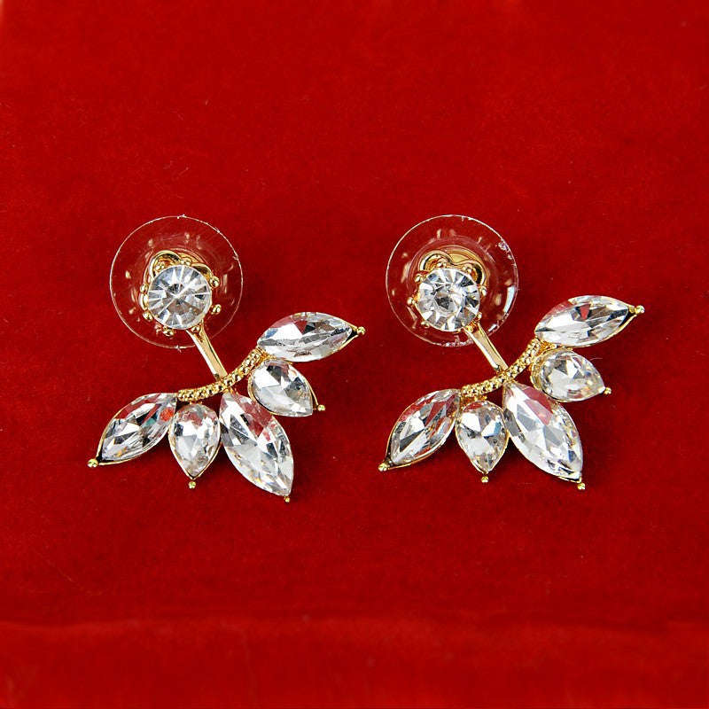 Sparkling Crystal Jacket Stud Earring - Gold