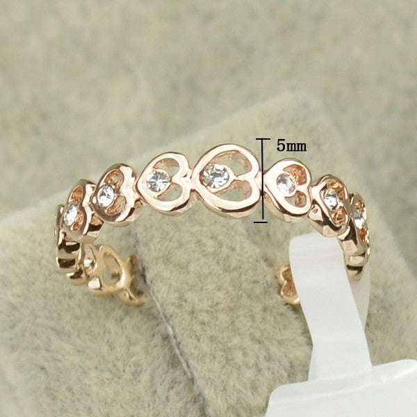18K Rose Gold Plated Heart Ring - Size 5