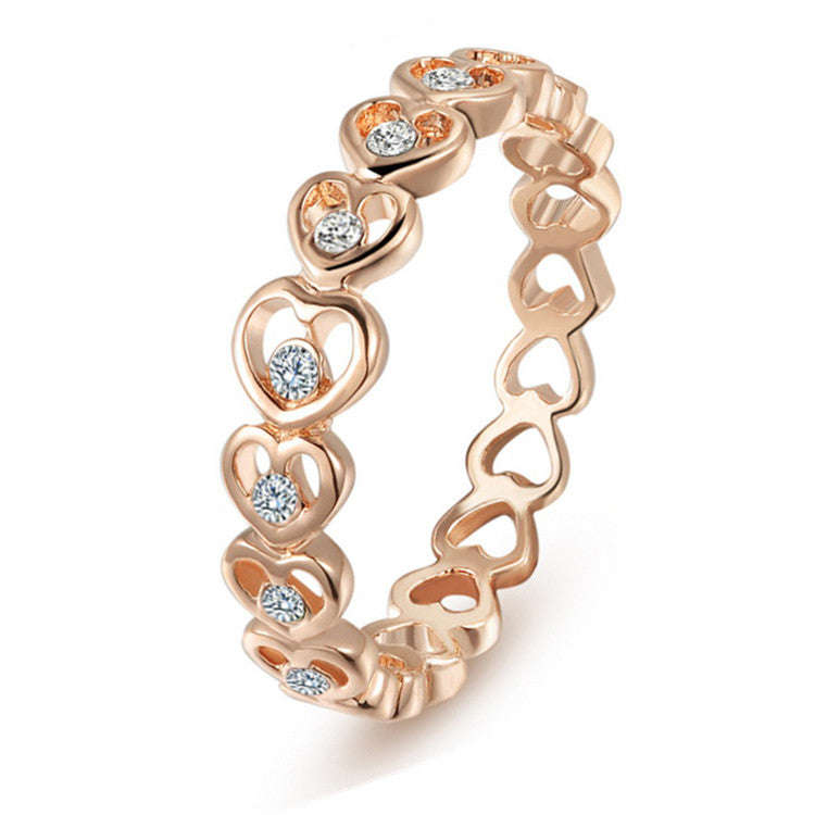 18K Rose Gold Plated Heart Ring - Size 5