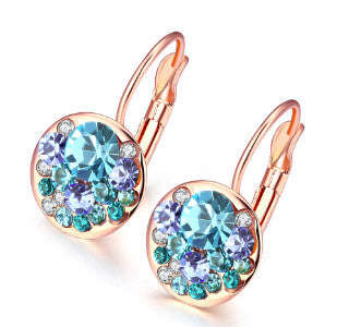 Crystal Hoop Earrings - Rose / Blue
