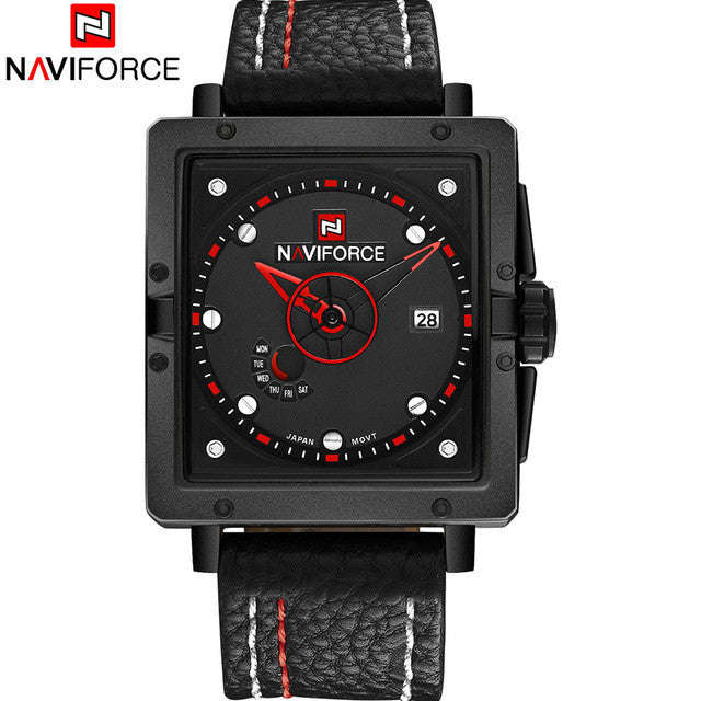 Men's Rectangle Watch - Naviforce - Black Red
