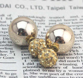 Party Earrings - Rhinestone Tip - Gold