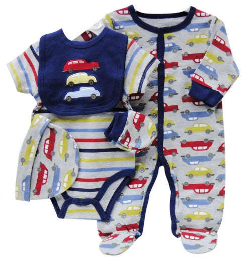 5PC STARTER PACK `CARS` - 3-6  months