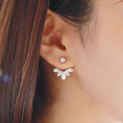 Sparkling Crystal Jacket Stud Earring - Gold