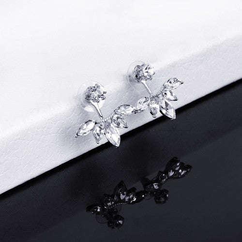 Sparkling Crystal Jacket Stud Earring - Gold