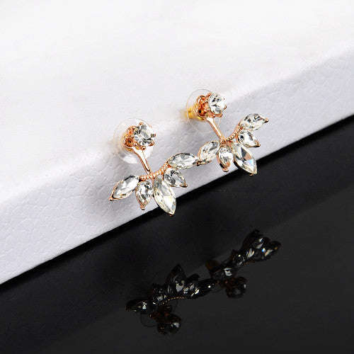 Sparkling Crystal Jacket Stud Earring - Gold