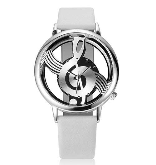 Women's WristWatch - Musical Notes - White&Silver
